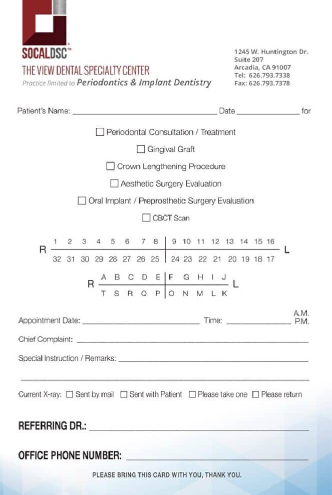 periodontics referral form