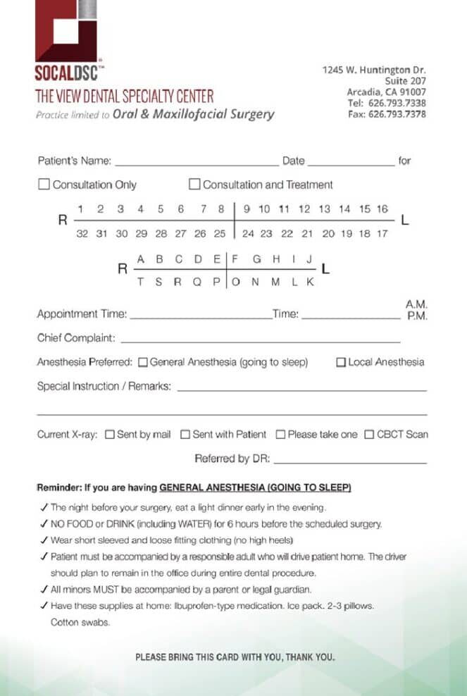 oral surgery referral form